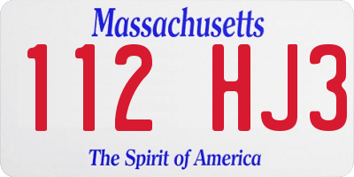 MA license plate 112HJ3