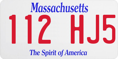 MA license plate 112HJ5
