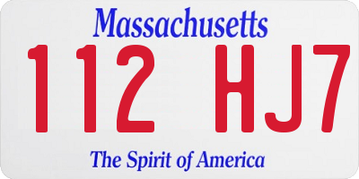 MA license plate 112HJ7