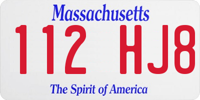 MA license plate 112HJ8