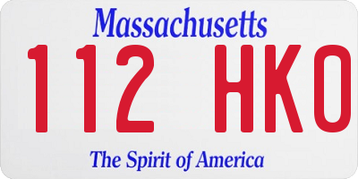 MA license plate 112HK0