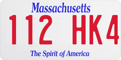 MA license plate 112HK4