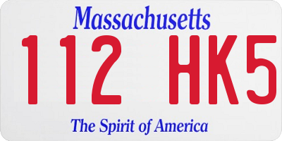 MA license plate 112HK5