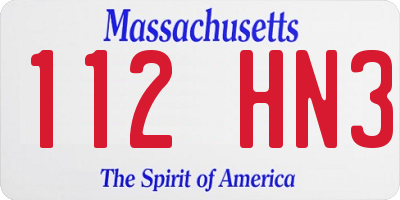 MA license plate 112HN3