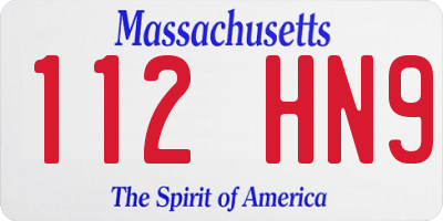 MA license plate 112HN9