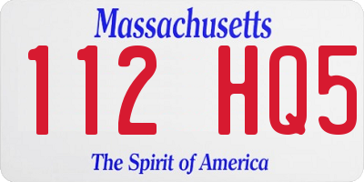 MA license plate 112HQ5