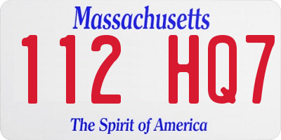 MA license plate 112HQ7