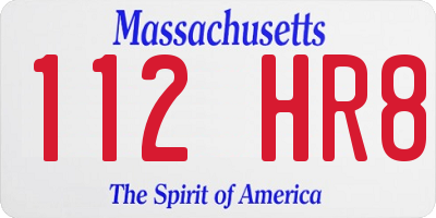 MA license plate 112HR8