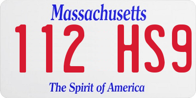 MA license plate 112HS9