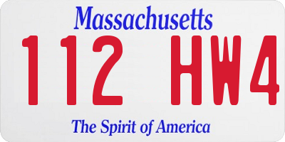 MA license plate 112HW4
