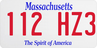 MA license plate 112HZ3