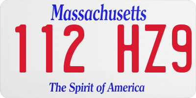 MA license plate 112HZ9