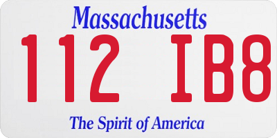 MA license plate 112IB8