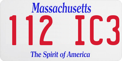 MA license plate 112IC3
