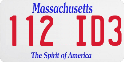 MA license plate 112ID3