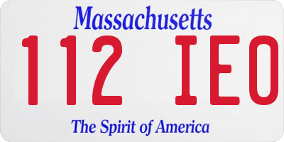 MA license plate 112IE0