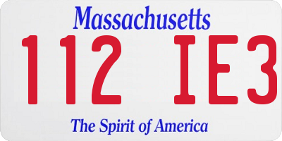 MA license plate 112IE3