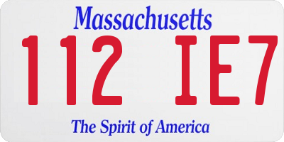 MA license plate 112IE7