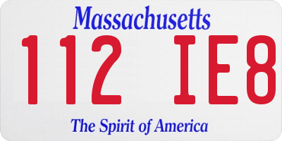 MA license plate 112IE8