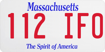 MA license plate 112IF0