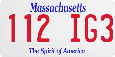 MA license plate 112IG3
