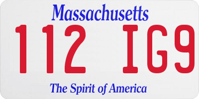 MA license plate 112IG9