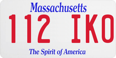 MA license plate 112IK0