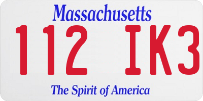 MA license plate 112IK3