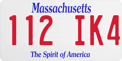 MA license plate 112IK4