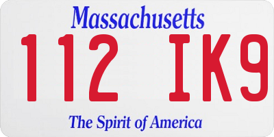 MA license plate 112IK9