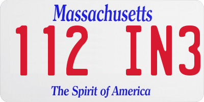 MA license plate 112IN3