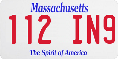 MA license plate 112IN9
