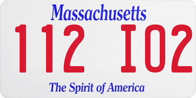 MA license plate 112IO2