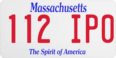 MA license plate 112IP0