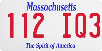 MA license plate 112IQ3