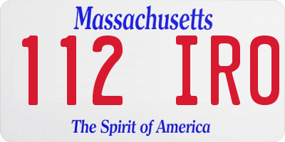 MA license plate 112IR0