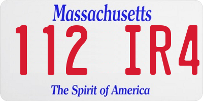 MA license plate 112IR4