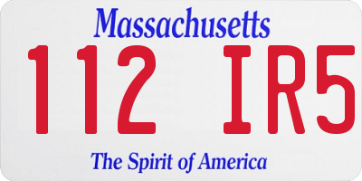 MA license plate 112IR5