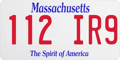 MA license plate 112IR9