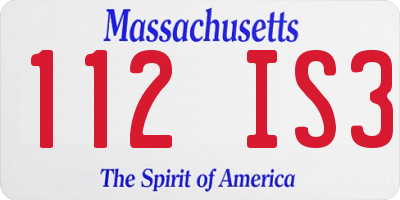 MA license plate 112IS3