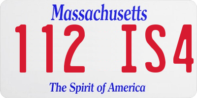 MA license plate 112IS4
