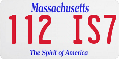 MA license plate 112IS7