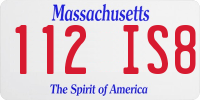 MA license plate 112IS8