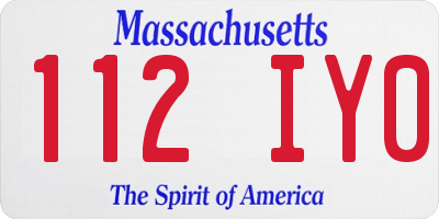 MA license plate 112IY0