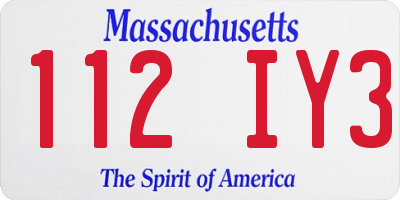 MA license plate 112IY3