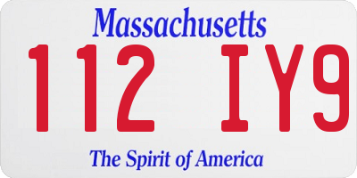 MA license plate 112IY9