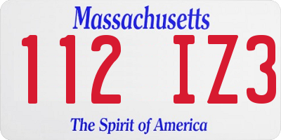 MA license plate 112IZ3