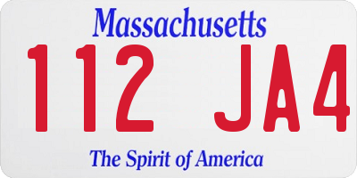 MA license plate 112JA4