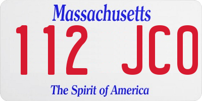 MA license plate 112JC0