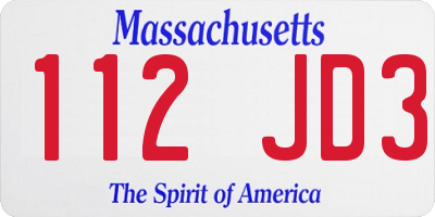 MA license plate 112JD3